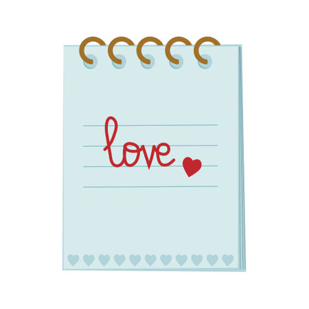 Notebook on a spring with the text love, color vector illustration for wedding and Valentine's day, icon, decor, design, scrapbookingのイラスト素材