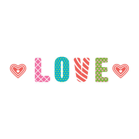 The word love from colorful letters in the style of Provenceのイラスト素材