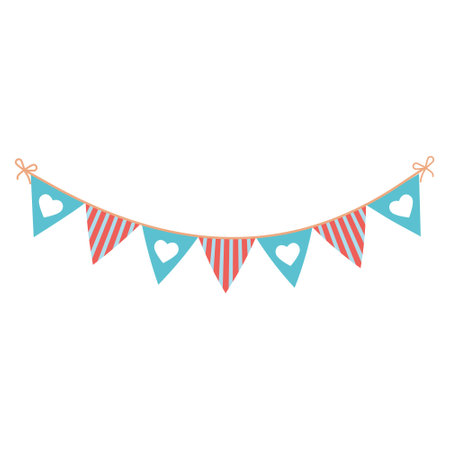 Romantic festive garland of openwork hearts vector illustrationのイラスト素材