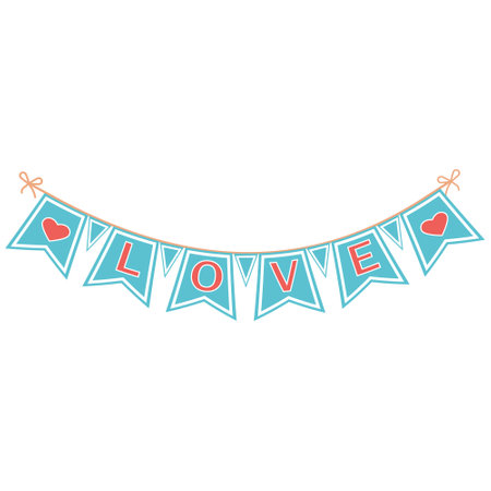 Romantic festive garland of openwork hearts, vector illustration, icon, coloring, decor, Design, decorationのイラスト素材