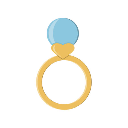 Pearl gemstone ring, color isolated vector illustration in flat styleのイラスト素材