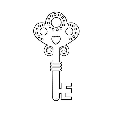 Vintage Openwork key silhouette vector illustrationのイラスト素材