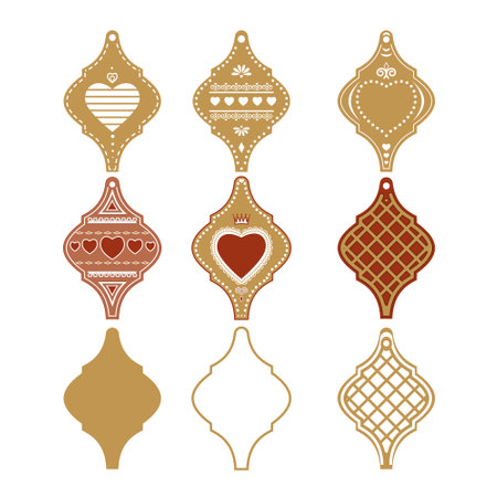 set of 3D Arabesque label templates, vector isolated illustration on white background, decor, design, labelのイラスト素材