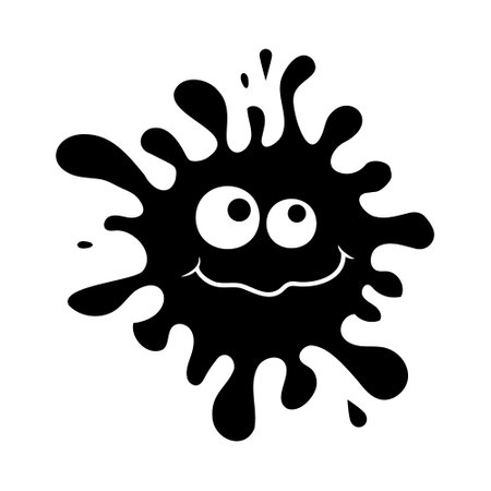 Character Funny blob monster, slime, black stencil, children's illustration, isolated vector in flat style, design, decor, printのイラスト素材