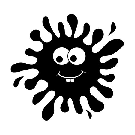 Character Funny blob monster, slime, black stencil, children's illustration, isolated vector in flat style, design, decor, printのイラスト素材