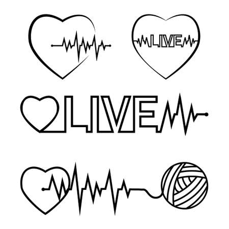 Health care set medical cardiogram, color isolated vector illustration, icon, banner, print, decor and decorationのイラスト素材