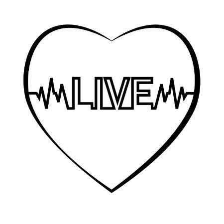 heartbeat, pulse, theme health and medicine, logo, banner, icon, black stencil, vector illustration, decor, decoration, print, weddingのイラスト素材