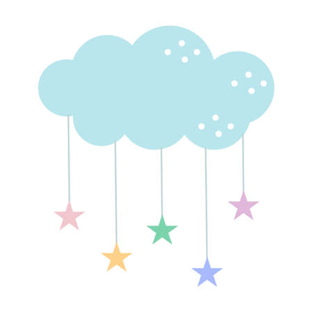 Star cloud flat color vector illustration.のイラスト素材