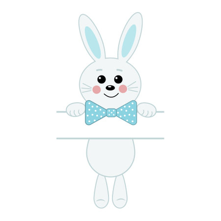 Cute Bunny character with a delimiter for textのイラスト素材