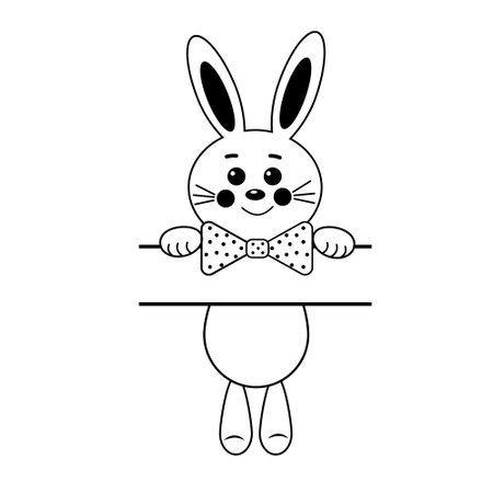 Cute Bunny character with a delimiter for text, vector illustrationのイラスト素材
