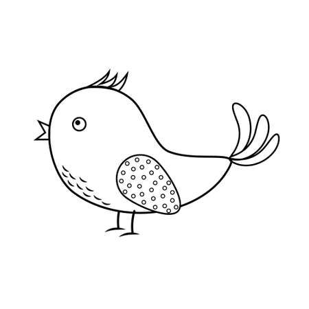 little bird coloring book black outline, isolated vector illustration, design, decoration, icon, printのイラスト素材