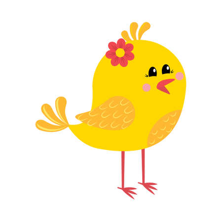 Chicken isolated on a white background, color vector illustration in the flat style, icon, design, decorationのイラスト素材