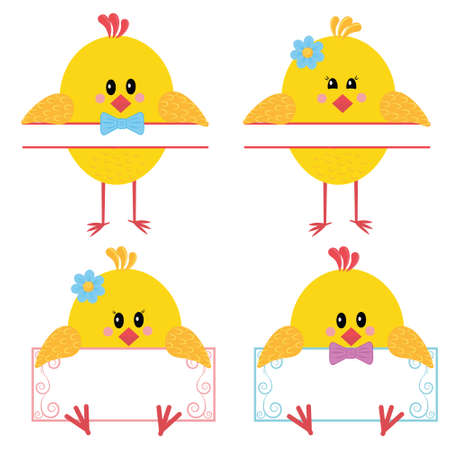 Chicken with space for text, color vector isolated illustration, design, decoration, clipartのイラスト素材