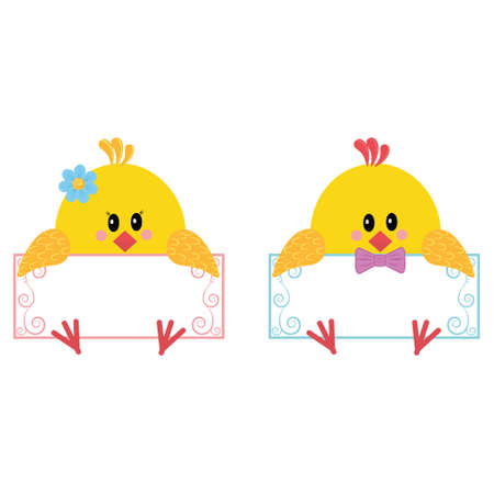 Chicken with space for text, color vector isolated illustration, design, decoration, clipartのイラスト素材