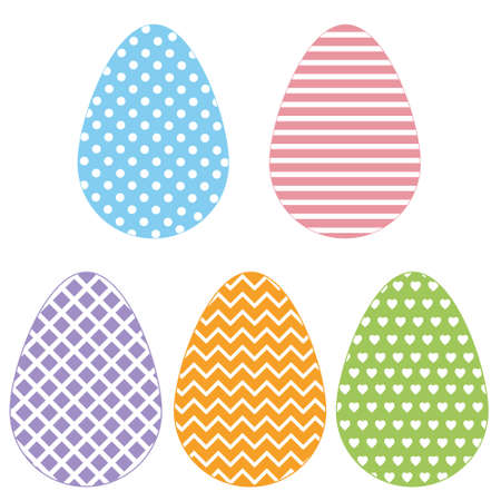 Set of Easter eggs with ornaments, color isolated vector illustration, design, decorationのイラスト素材