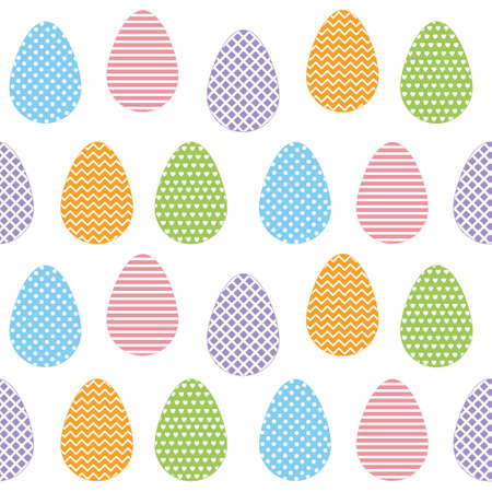Easter eggs pattern with ornament, color isolated vector illustration, print, textileのイラスト素材