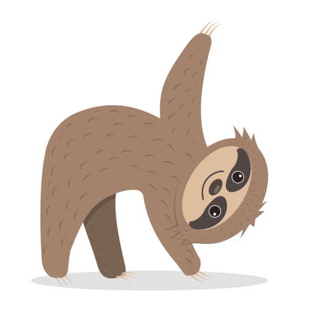 Cute sloth character doing yoga, isolated vector illustrationのイラスト素材