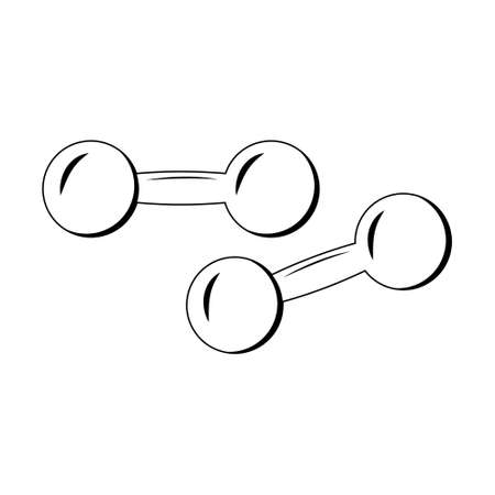 Two round dumbbells for fitness. black contour vector illustration icon design, print decoration.のイラスト素材