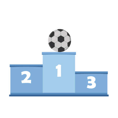 Award podium with soccer ball, color vector illustration in flat styleのイラスト素材