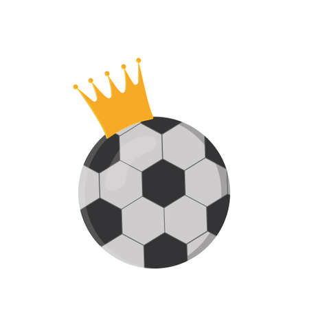 Soccer ball in a golden crown, color vector illustration in flat styleのイラスト素材