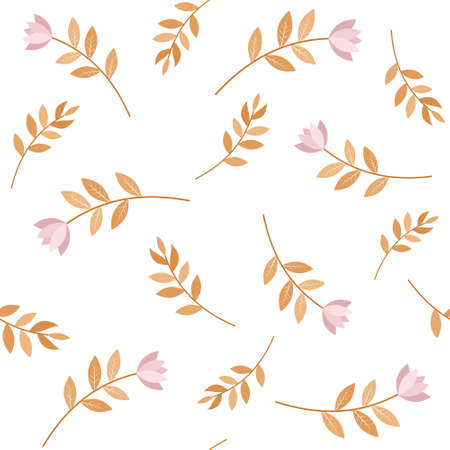 Botanical Pattern abstract flowers and leaves in boho style, color vector illustration for Childrens Roomsのイラスト素材