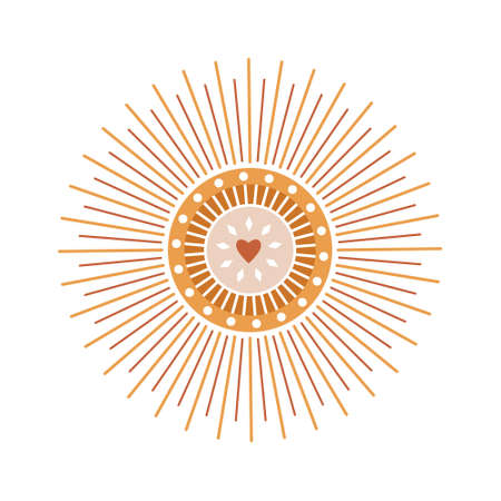 Sun print boho minimalist printable wall art geometric abstract sunset print bohemian art work vectorのイラスト素材
