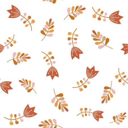 Botanical Pattern abstract flowers and leaves in boho style, color vector illustration for Childrens Roomsのイラスト素材