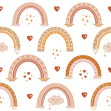 Boho rainbow pattern, color vector illustration for childrens roomsのイラスト素材