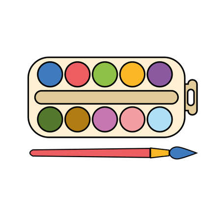 Paint brush with palette vector icon in flat styleのイラスト素材
