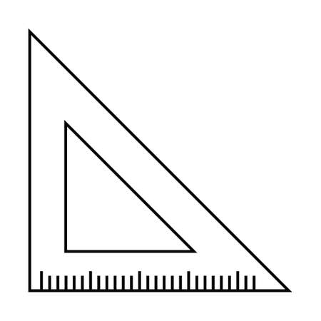 triangle-shaped ruler black outline, isolated vector in flat styleのイラスト素材
