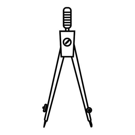 compasses for drawing drawings, office stationery black contour isolated vector in flat styleのイラスト素材