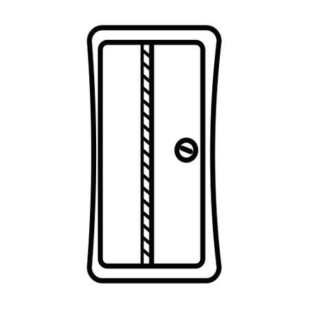 pencil sharpener, office stationery black contour isolated vector flat styleのイラスト素材
