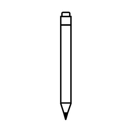 pencil for drawing with eraser, office stationery black contour isolated vector in flat styleのイラスト素材
