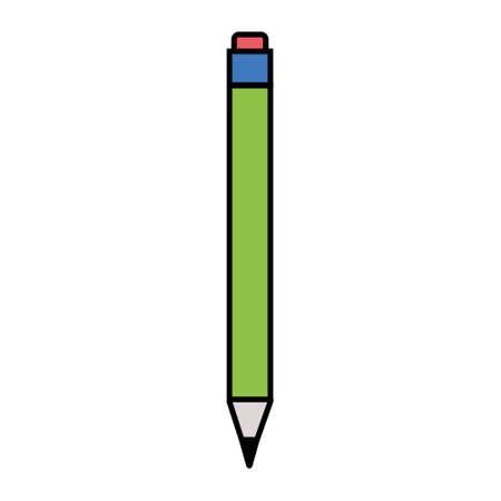 Pencil - vector icon in black on a white background.pencil for drawing, office stationery color isolated vector in flat styleのイラスト素材