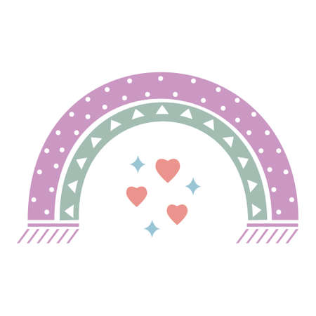 Romantic composition abstract rainbow with a pattern and a heart in boho styleのイラスト素材