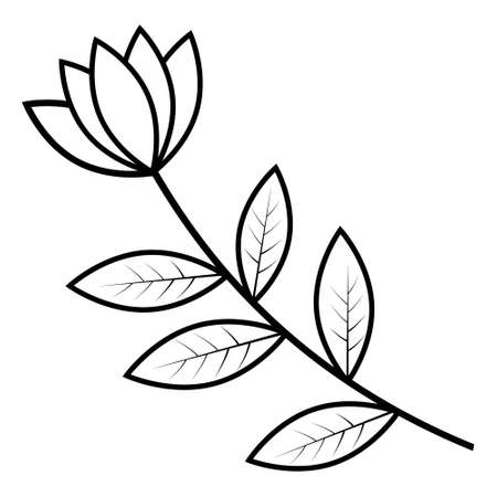 Abstract flower Isolated outline illustration, doodle style.のイラスト素材