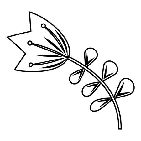 Abstract flower Isolated outline illustration, doodle style.のイラスト素材