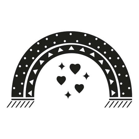 Romantic Rainbow with heart, black stencil, vector illustration.のイラスト素材