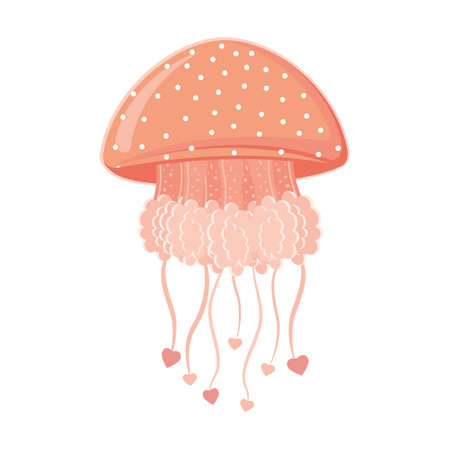 Isolated colored sea jellyfish in flat style on a white background, vector illustrationのイラスト素材