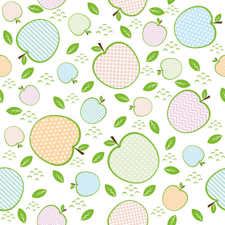 pattern of apples with an ornament, abstract vector illustration in vintage style.のイラスト素材