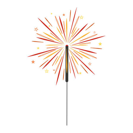 sparkler isolated on a white background, color vector illustration.のイラスト素材
