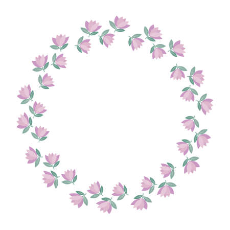 Botanical gold frame decorated with flowers, isolated vector illustrationのイラスト素材