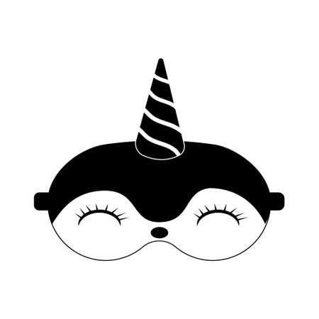 sleep mask with penguin face, black outline, isolated vector illustrationのイラスト素材