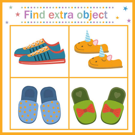 childrens task puzzle find an extra object, color vector illustrationのイラスト素材