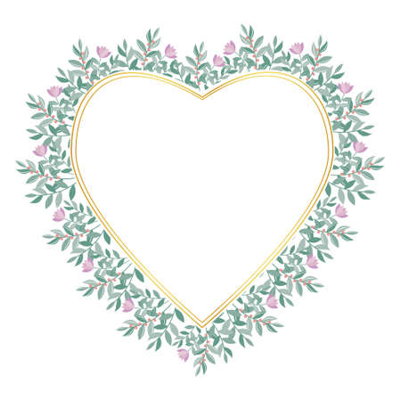 Botanical gold frame decorated with flowers, isolated vector illustrationのイラスト素材