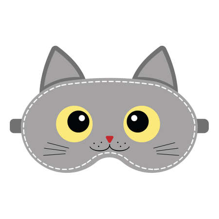 sleeping mask with cute kitten face, isolated vector illustration.のイラスト素材