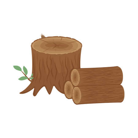 A tree in a cut, color isolated vector illustration in the cartoon style.のイラスト素材