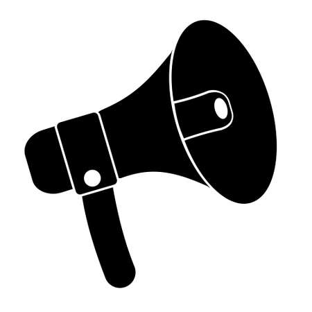 loudspeaker, black stencil vector illustration icon.のイラスト素材
