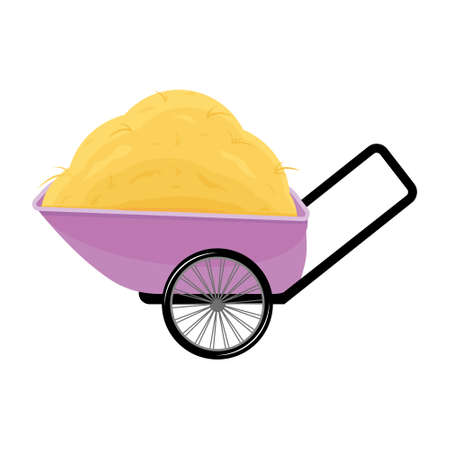 Wheelbarrow with hay, color vector isolated illustration.のイラスト素材