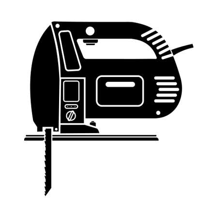 set of construction tools jigsaw, black icon stencil.のイラスト素材